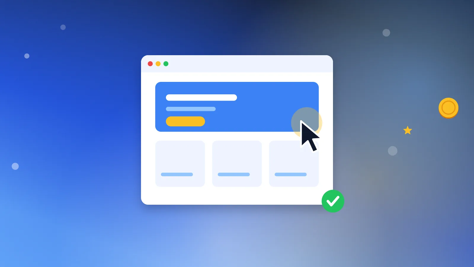 Illustration for “Get paid to test websites and apps: how it works and what it pays”: a browser window and a cursor during a website test