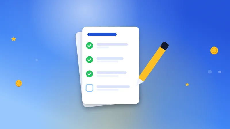Ілюстрація до статті «Ipsos iSay: відгук, бали, виплати та країни»: анкета з галочками й олівець