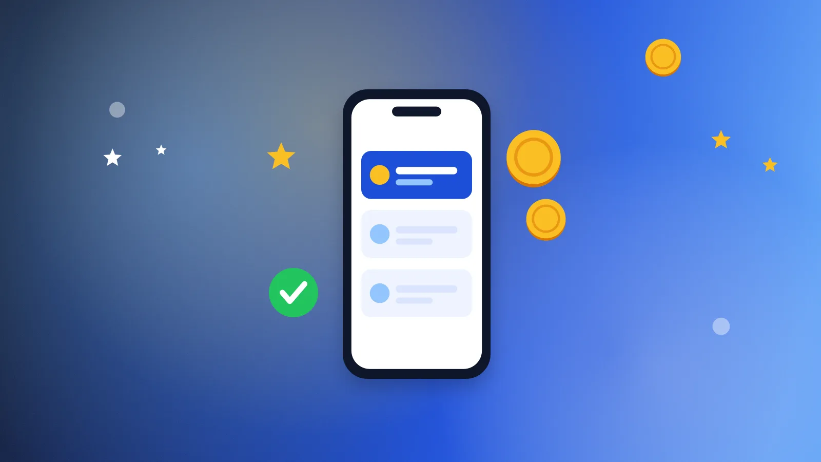 Illustration for “Making money online from your phone: what actually works”: a smartphone with notifications and coins