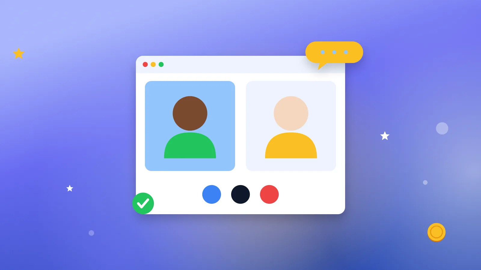 Illustration for “Paid interviews for professionals and executives: where expertise pays”: a video call between a researcher and a participant