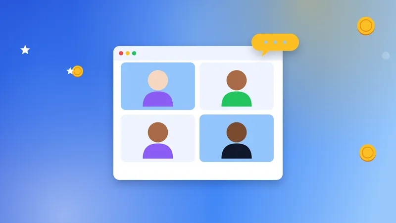 Ілюстрація до статті «Сайти як Prolific, Respondent і User Interviews»: онлайн-зустріч із чотирма учасниками