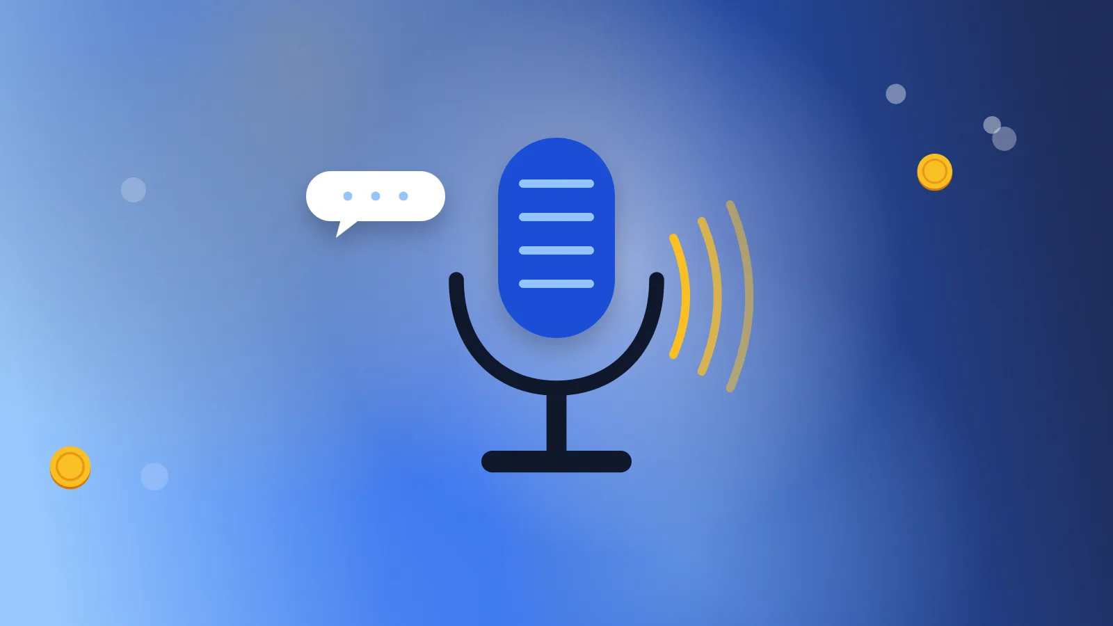 Illustration for “What you need for a UX test: equipment, a quiet room and thinking aloud”: a microphone and sound waves