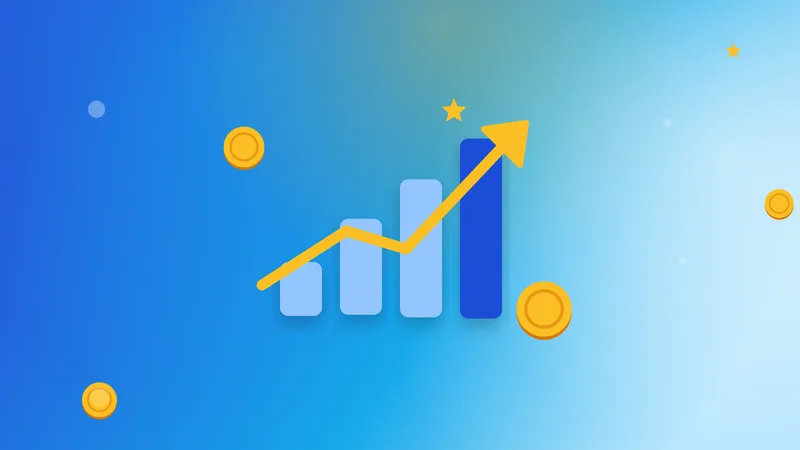 Ілюстрація до статті «Чому платні дослідження ростуть у 2026 році і що буде далі: цифри ринку, ШІ і ризики»: графік зростання зі стрілкою вгору